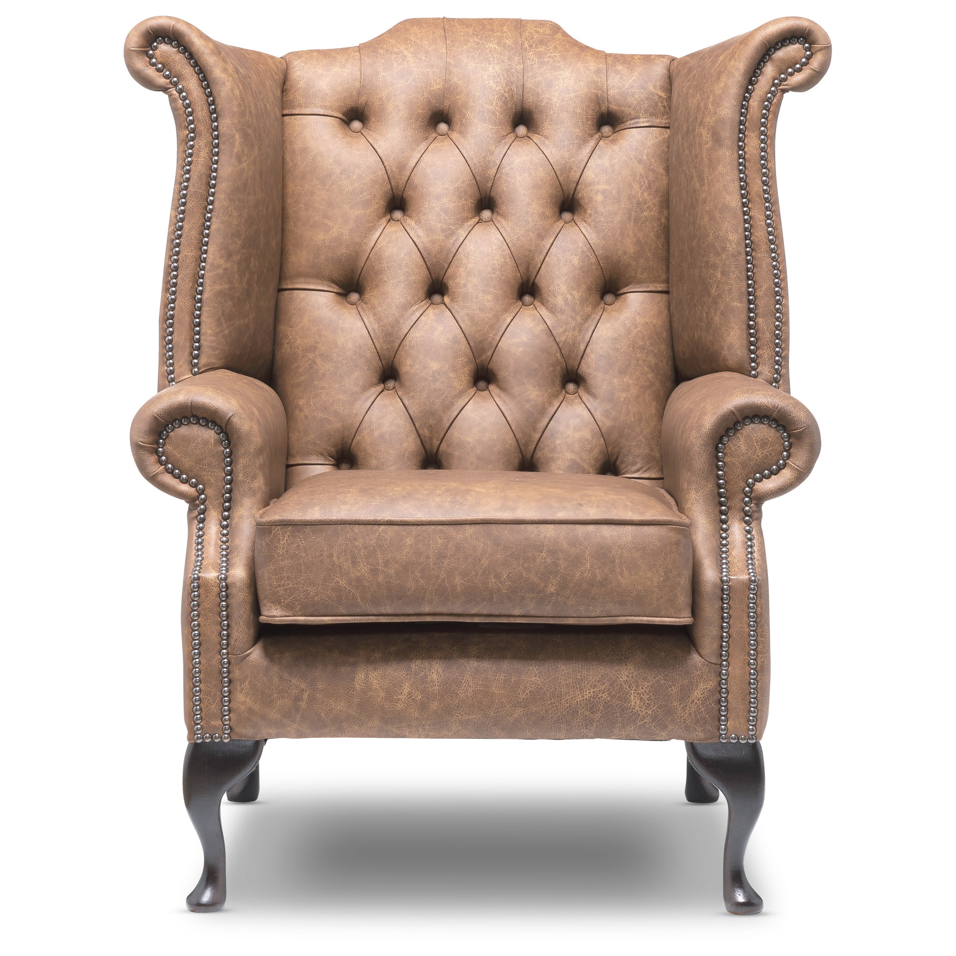 Queen Anne Chesterfield Armchair Apache Ash Leather