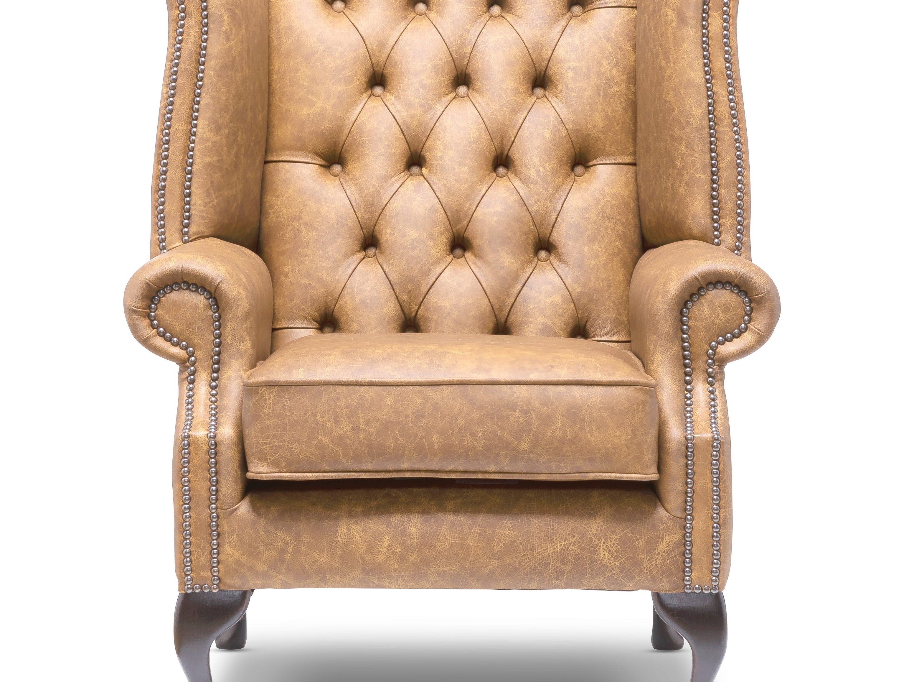 Queen Anne Chesterfield Armchair Apache Biscuit Leather
