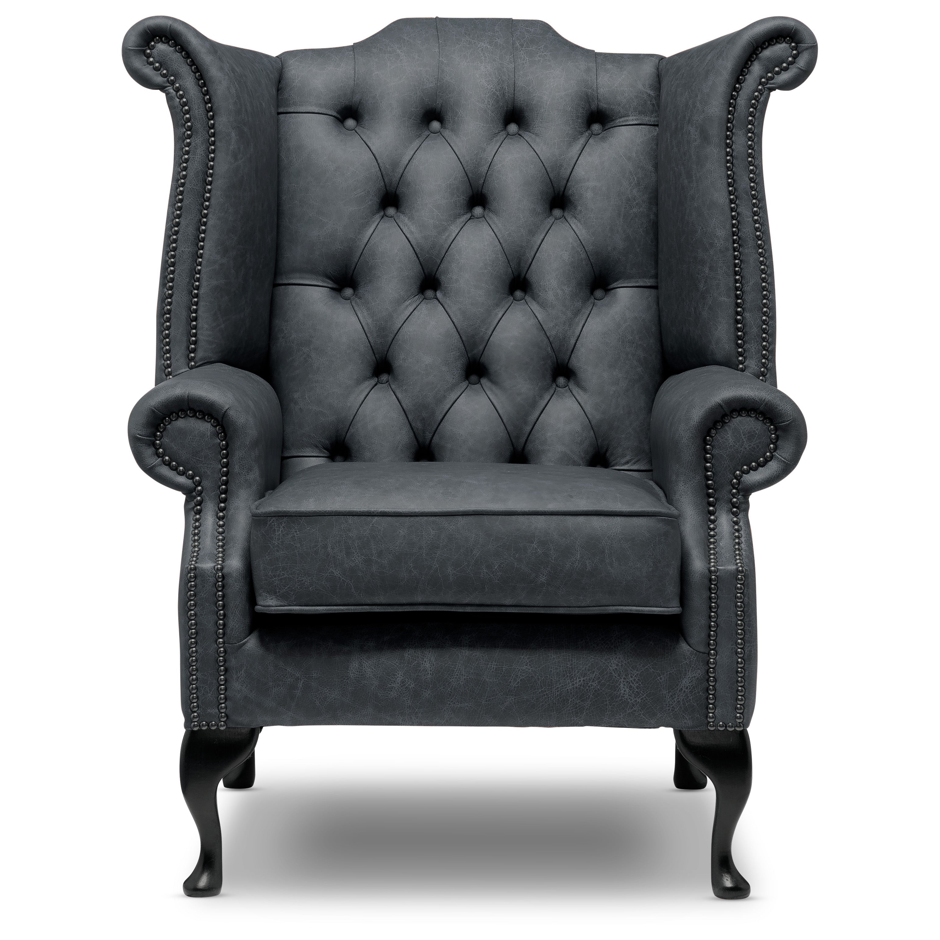 Queen Anne Chesterfield Armchair Apache Ocean Leather
