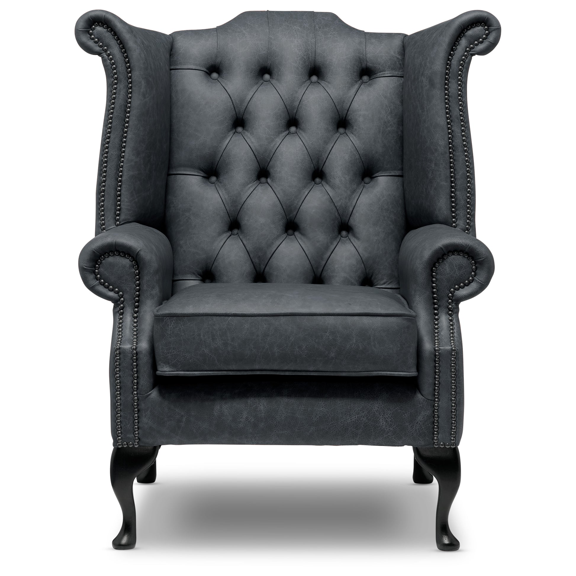 Queen Anne Chesterfield Armchair Apache Ocean Leather