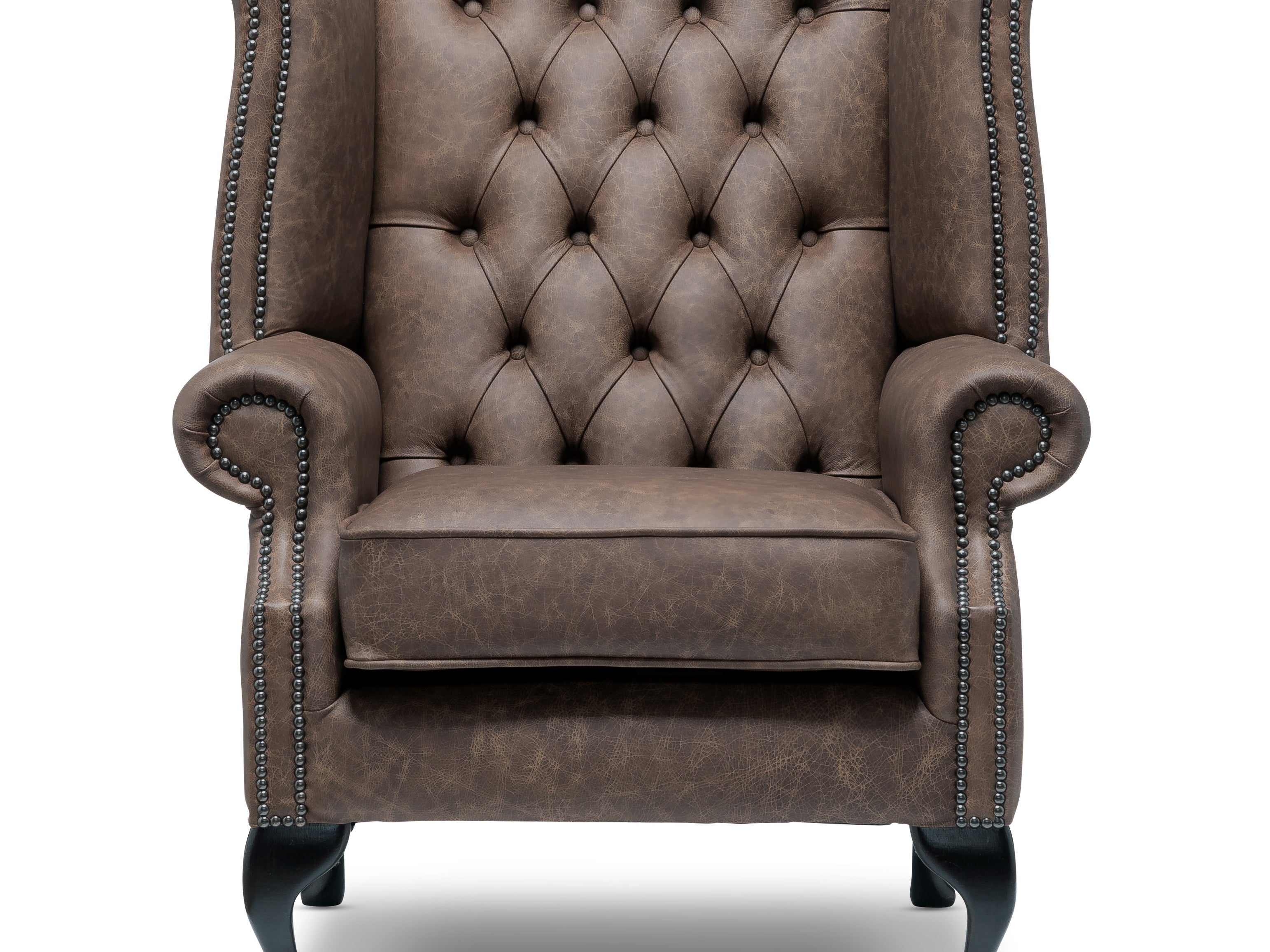 Queen Anne Chesterfield Armchair Apache Pewter Leather