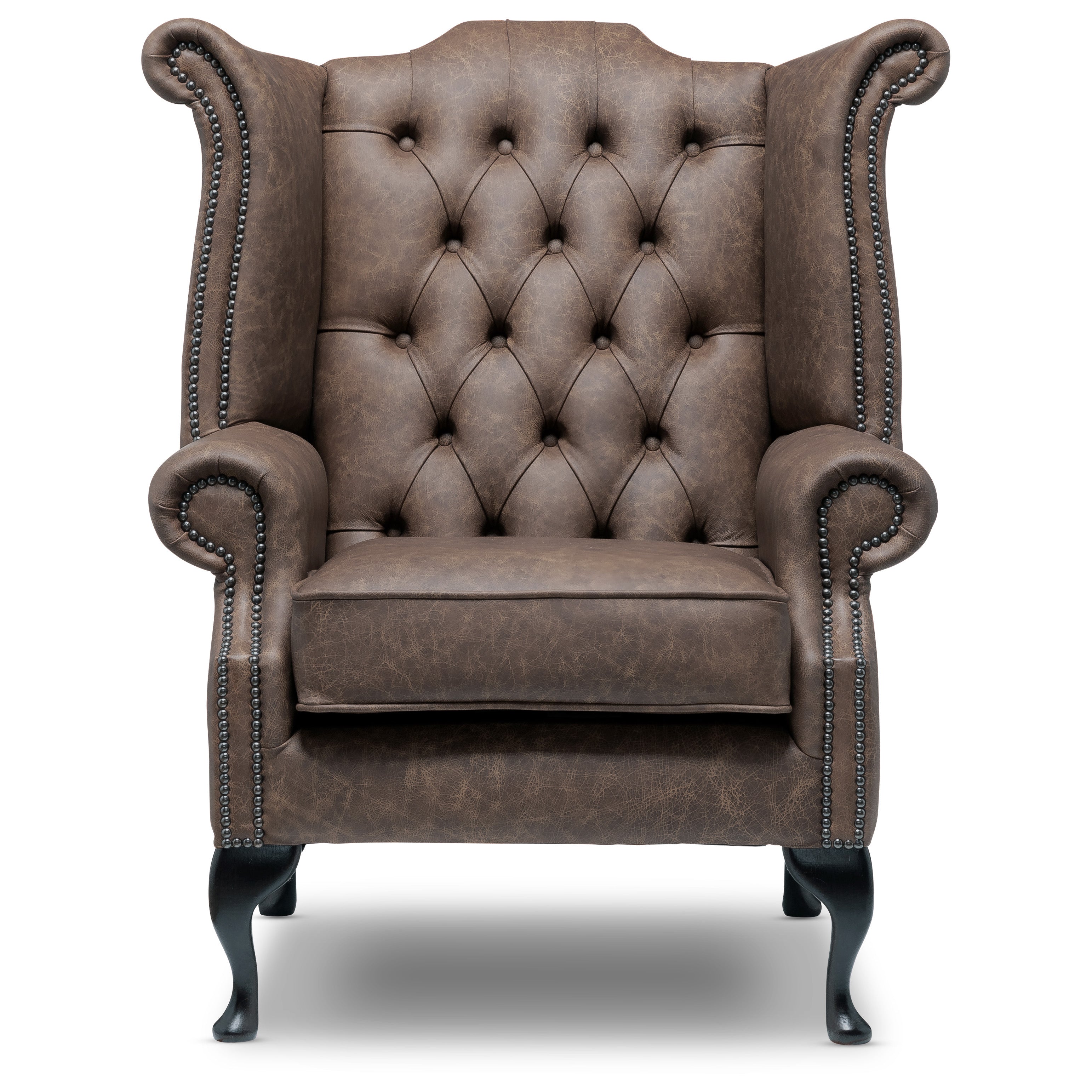 Queen Anne Chesterfield Armchair Apache Pewter Leather