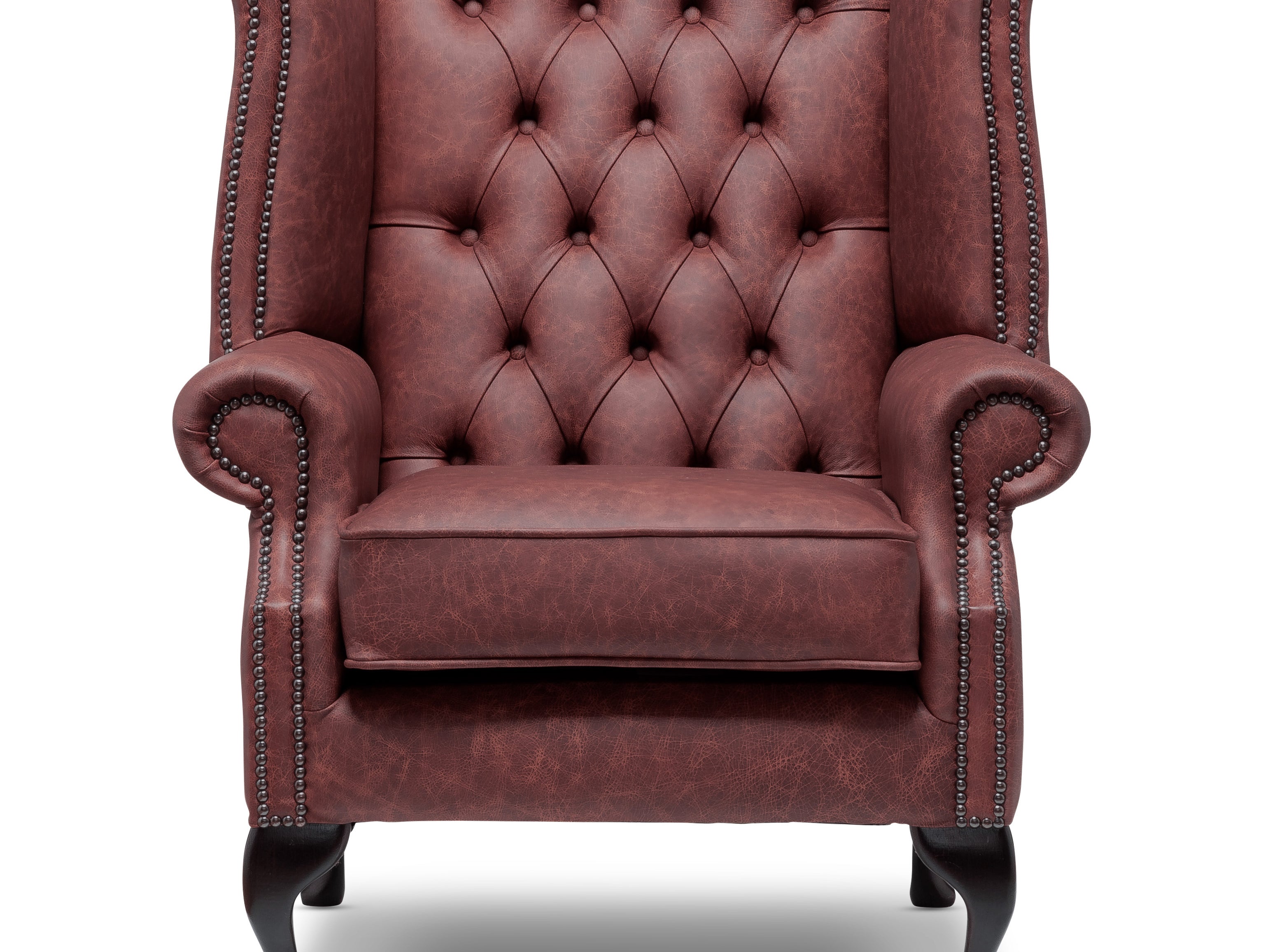 Queen Anne Chesterfield Armchair Apache Rouge Leather