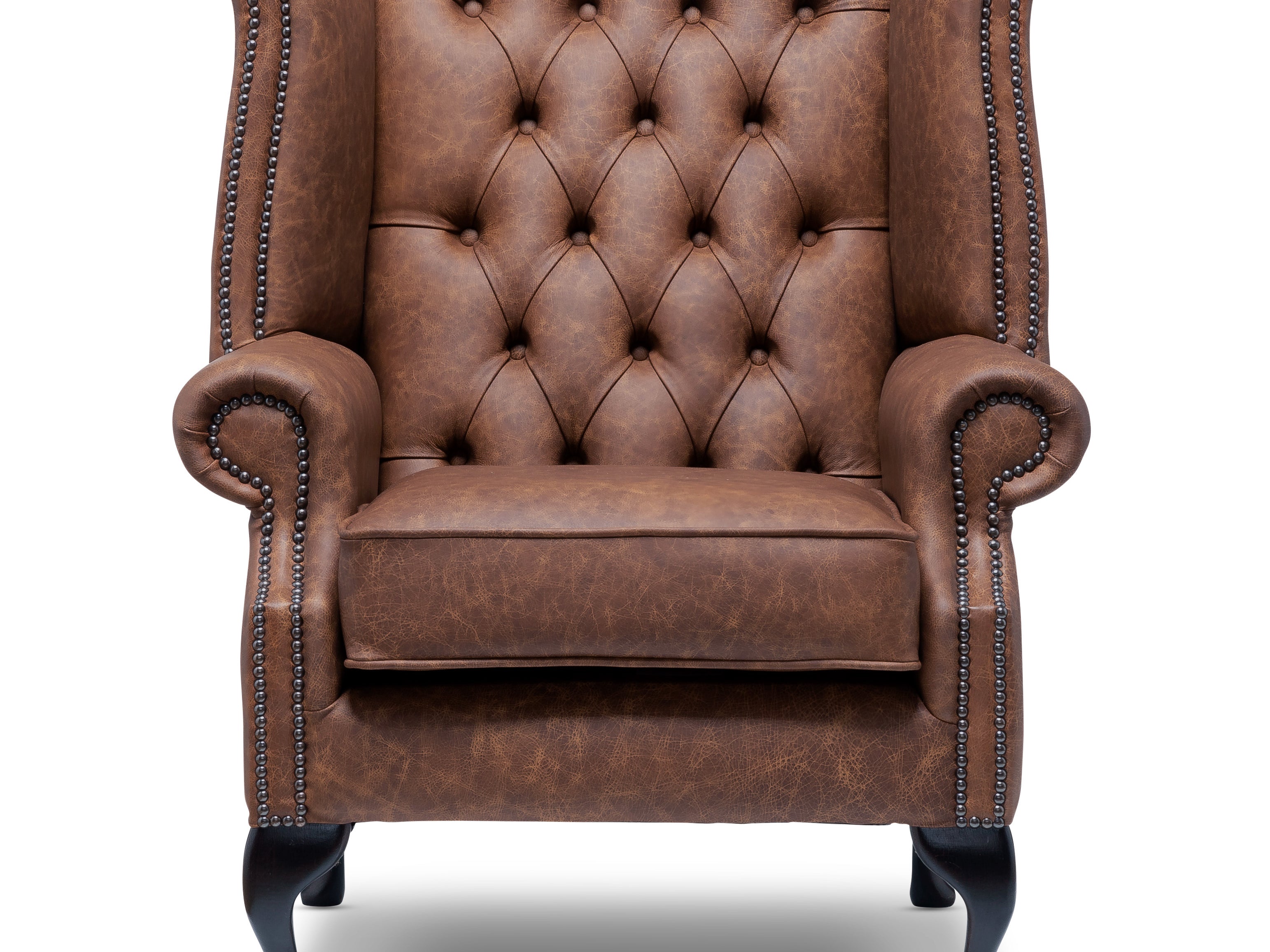Queen Anne Chesterfield Armchair Apache Rum Leather
