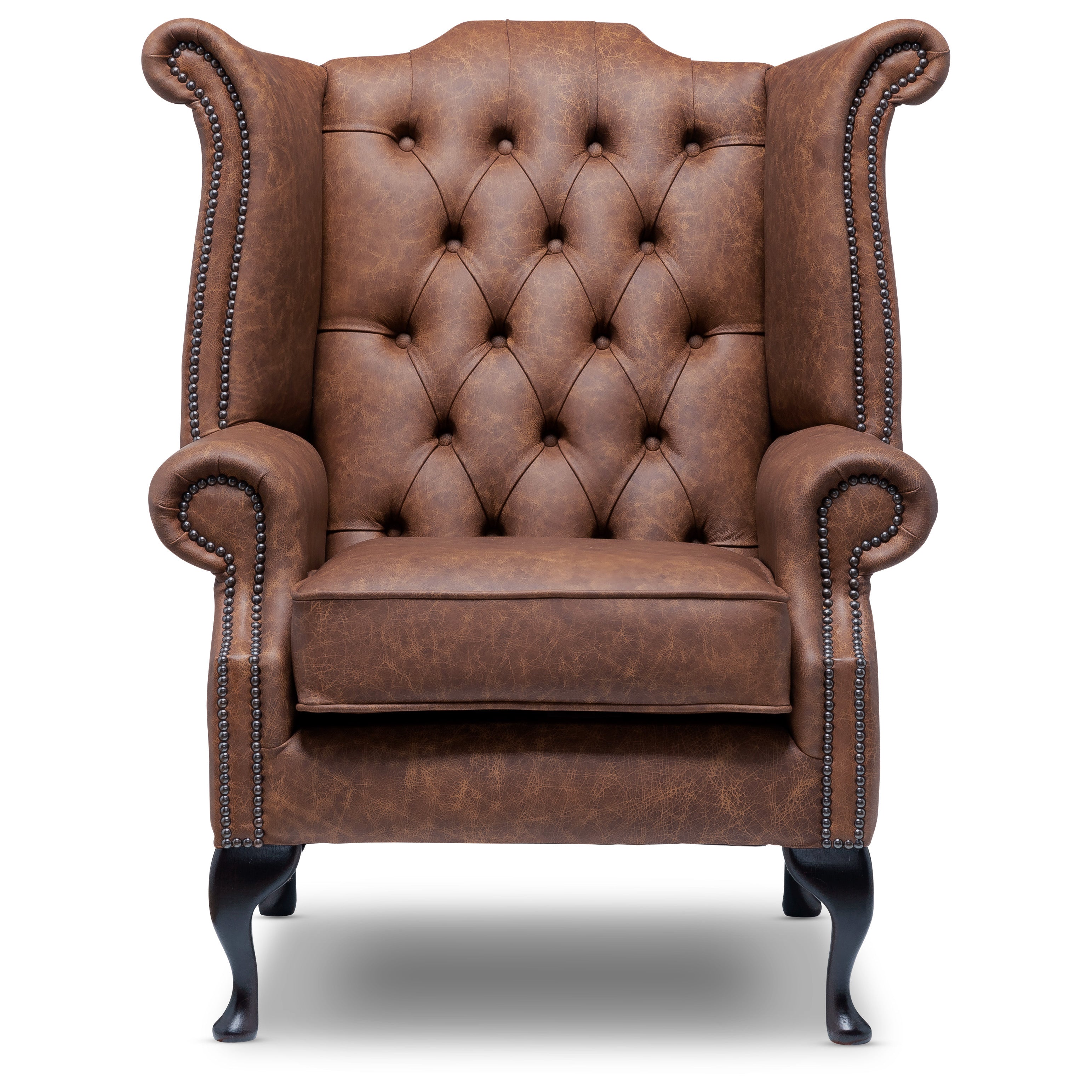Queen Anne Chesterfield Armchair Apache Rum Leather