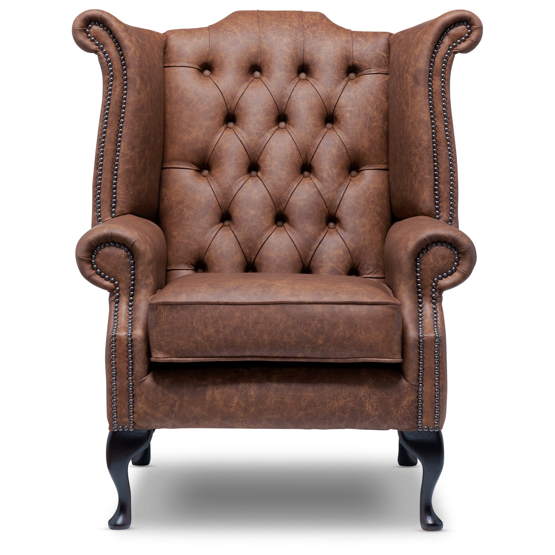 Queen Anne Chesterfield Armchair Apache Rum Leather