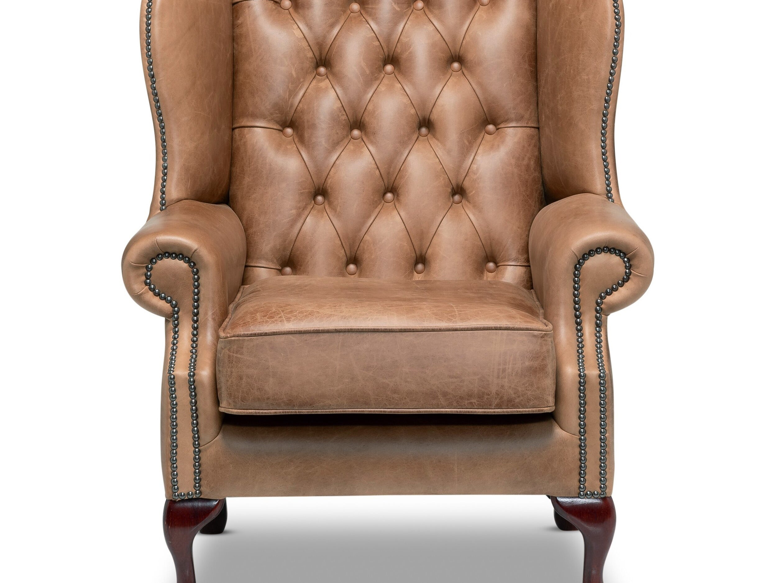 Queen Anne Chesterfield Armchair Malvern Cognac Leather
